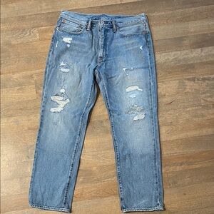 Levi's Light Blue Distressed Straight Jeans